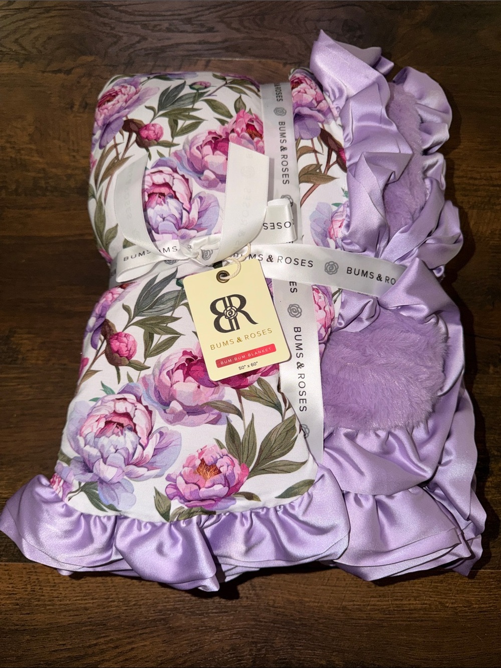 Bums & Roses Lilac Floral Blanket with Ruffle Detail